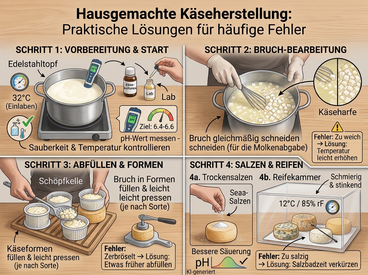 Käse selber machen: Häufige Käsefehler, Ursachen & Lösungen