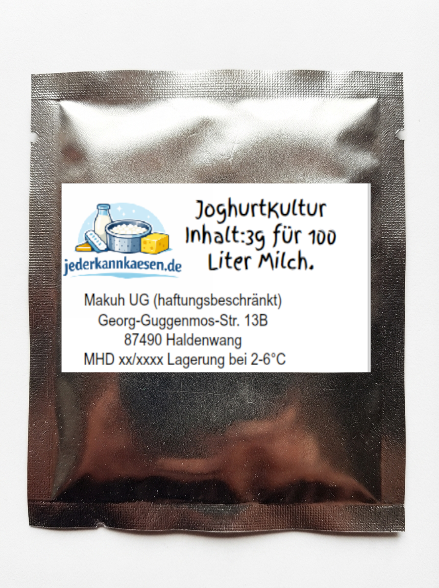 Gefriergetrocknete Joghurt-Kultur mit Lactobacillus bulgaricus zur einfachen Fermentierung von cremigem Joghurt zu Hause.