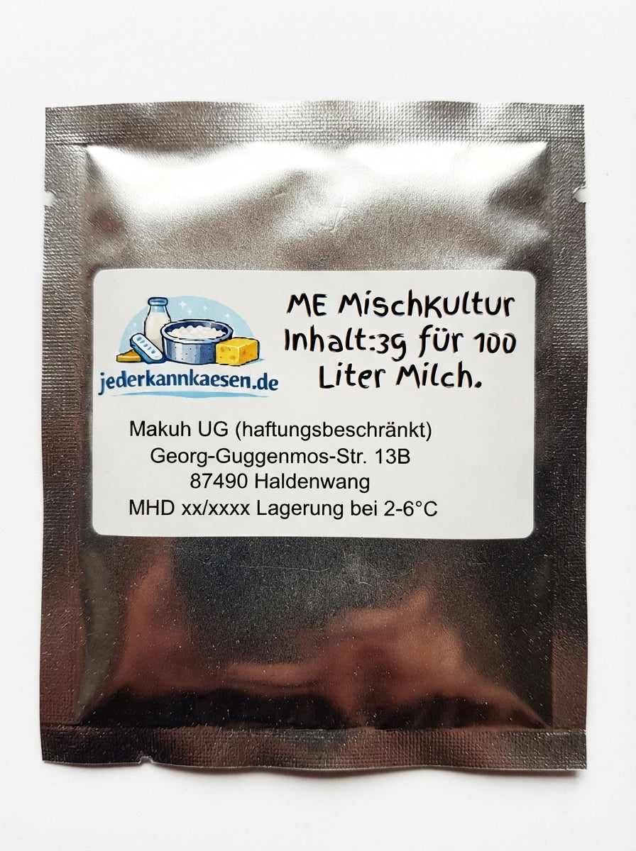 Mesophile Starterkultur ME für Einsteiger zur einfachen Herstellung von Gouda, Feta, Mozzarella und Quark.