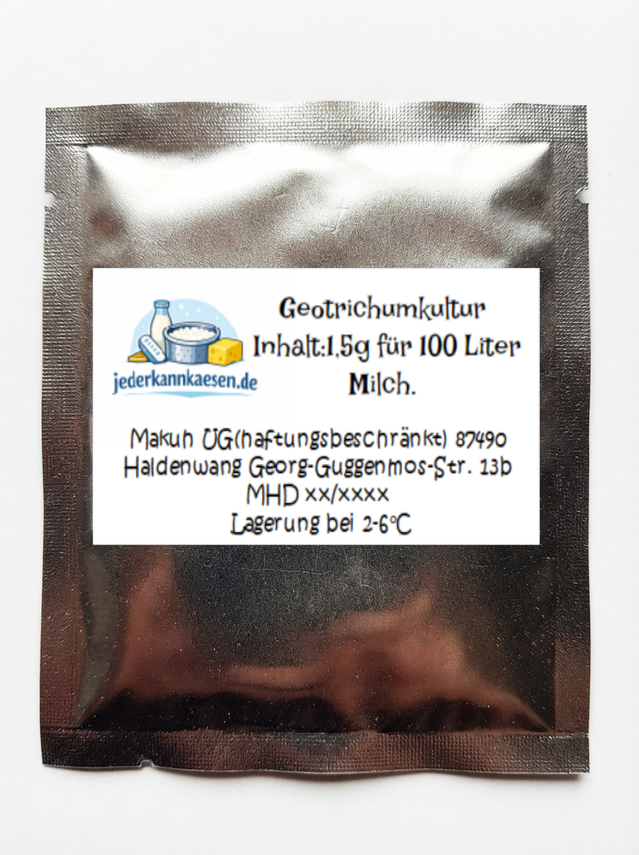 Geotrichum candidum Reifungskultur für die Rindenbildung bei französischem Weichkäse, Rotschmierkäse und Ziegenkäse.